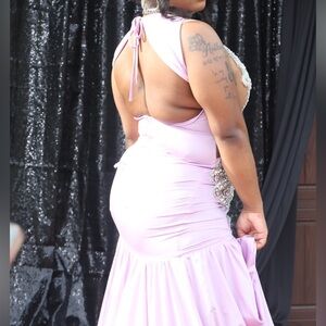 Elegant Lavender Backless Prom Dress